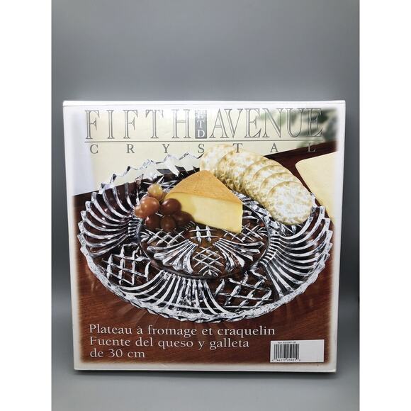 Vintage Fifth Avenue Crystal LTD Serving Tray Cheese & Cracker Platter 11.5” - Picture 1 of 15